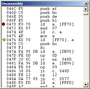 Disassembly window
